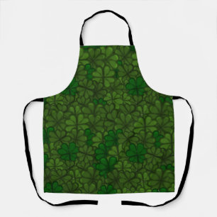 Field of Shamrocks Digital Art Pattern St Patricks Apron