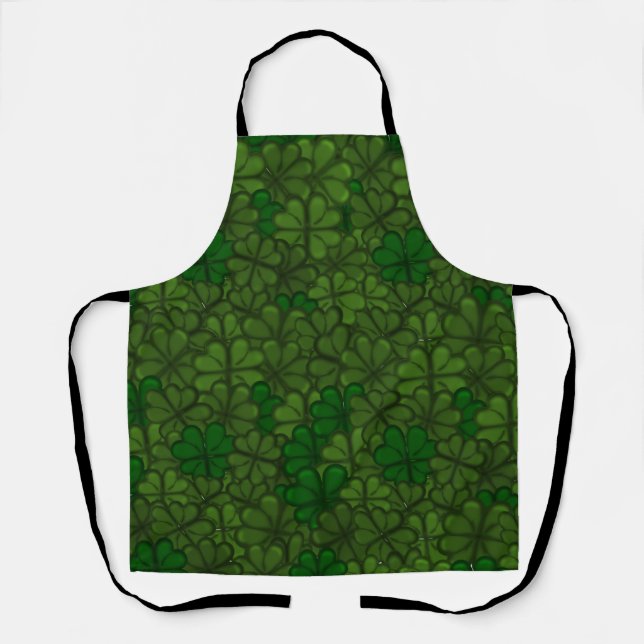 Field of Shamrocks Digital Art Pattern St Patricks Apron (Front)