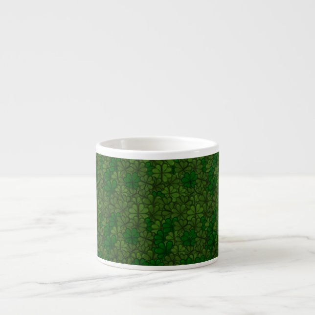Field of Shamrocks Digital Art Pattern St Patricks Espresso Cup (Front)