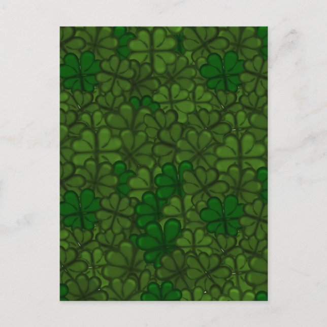 Field of Shamrocks Digital Art Pattern St Patricks Holiday Postcard (Front)