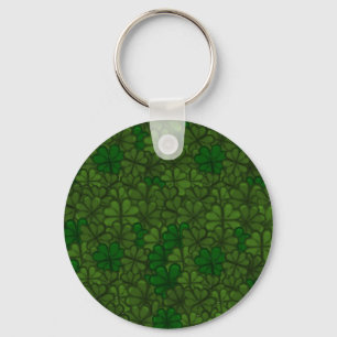 Field of Shamrocks Digital Art Pattern St Patricks Key Ring