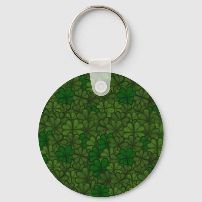 Field of Shamrocks Digital Art Pattern St Patricks Key Ring (Front)