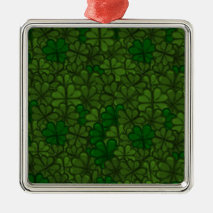 Field of Shamrocks Digital Art Pattern St Patricks Metal Ornament