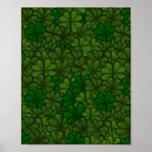 Field of Shamrocks Digital Art Pattern St Patricks Poster