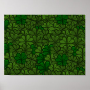 Field of Shamrocks Digital Art Pattern St Patricks Poster