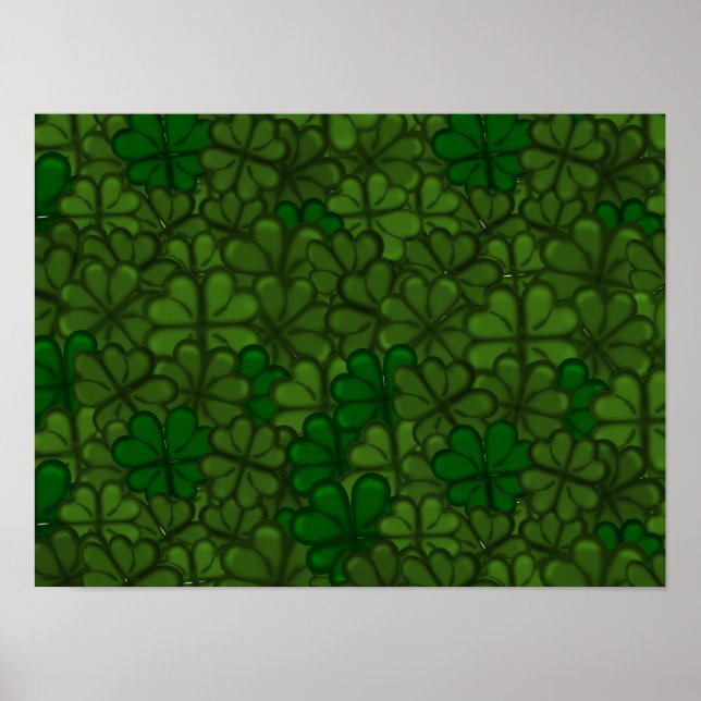Field of Shamrocks Digital Art Pattern St Patricks Poster (Front)