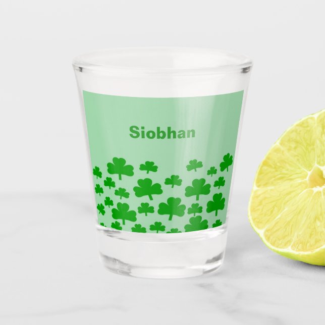 Field of Shamrocks Shot Glass (Front)