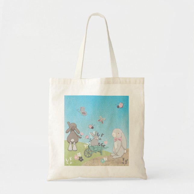 Field of spring bunnies tote bag (Front)