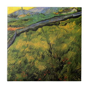 Field of Spring Wheat, Sunrise by Vincent van Gogh Ceramic Tile