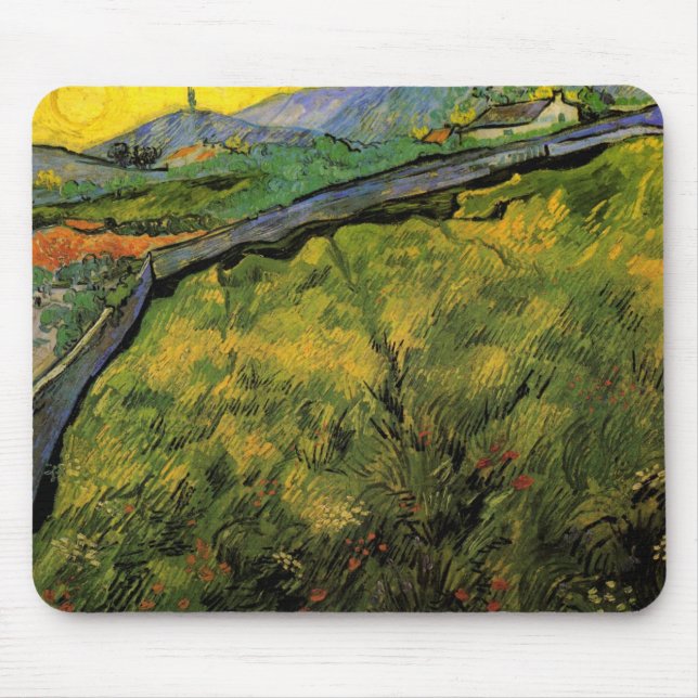Field of Spring Wheat, Sunrise by Vincent van Gogh Mouse Pad (Front)