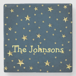Field of Stars on Deep Midnight Blue Sky Stone Coaster