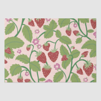 Field of Strawberries on cream background Tissue Paper