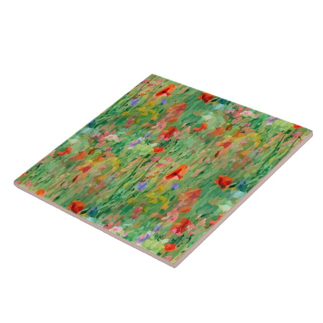 Field of Summer Glory Meadow Floral Wallpaper Ceramic Tile (Side)