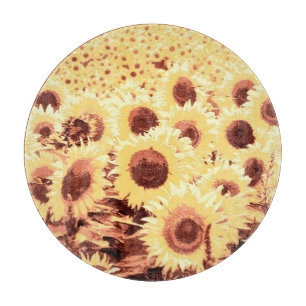 Field of Sunflowers - brown, gold and yellow Cutting Board
