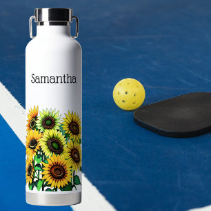 Field of Sunflowers Monogram  Water Bottle
