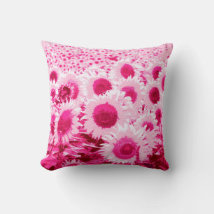Field of Sunflowers - shades of fuchsia pink Cushion