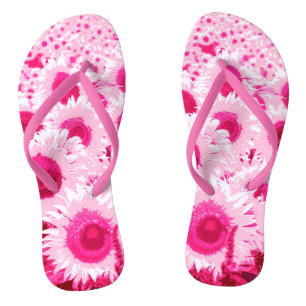 Field of Sunflowers - shades of fuchsia pink Thongs