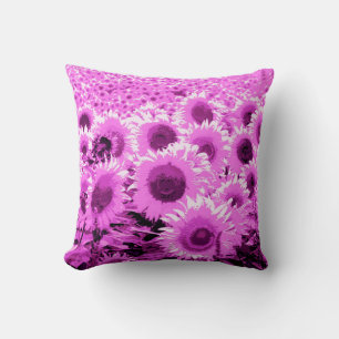 Field of Sunflowers - violet, orchid and purple Cushion