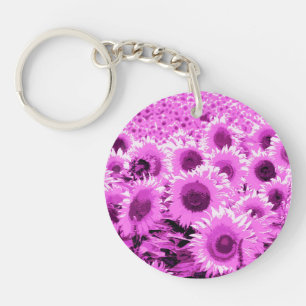 Field of Sunflowers - violet, orchid and purple Key Ring