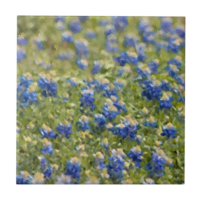 Field of Texas Bluebonnets Painting Ceramic Tile (Front)