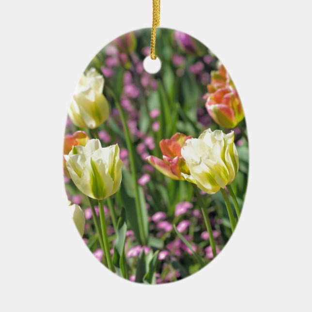 Field of tulips ceramic ornament (Front)