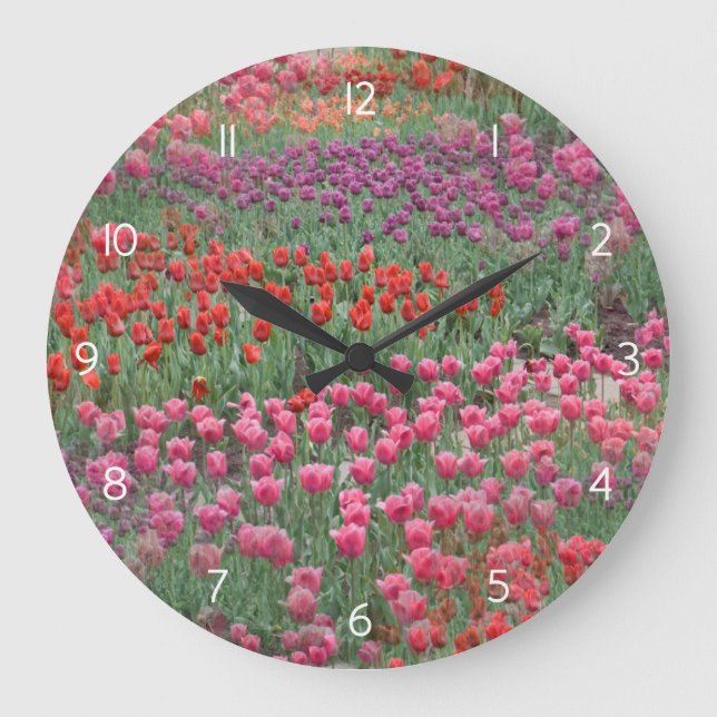 Field Of Tulips Large Clock (Front)