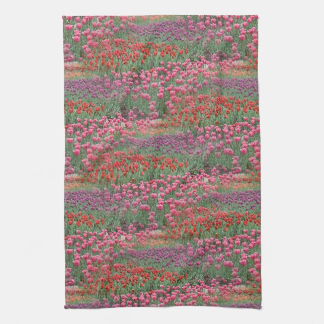 Field Of Tulips Tea Towel (Vertical)