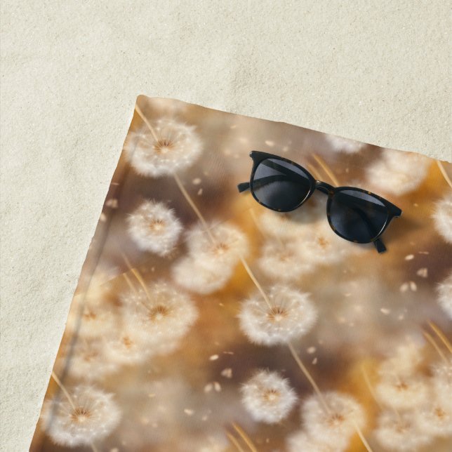 Field of Warm Dandelion Light Beach Towel (In Situ)