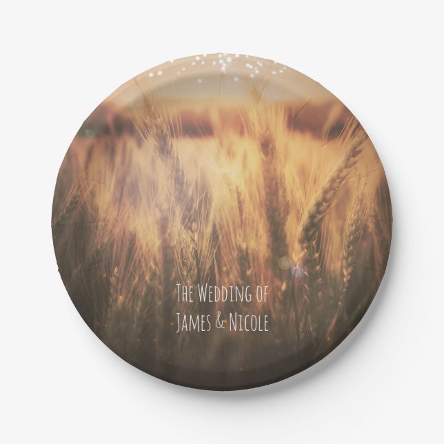 Field of Wheat Rustic Country Wedding Paper Plate (Front)