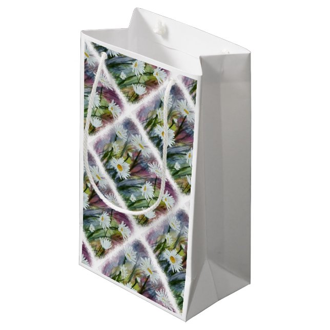FIELD OF WHITE DAISY FLOWERS GIFT BAG (Front Angled)