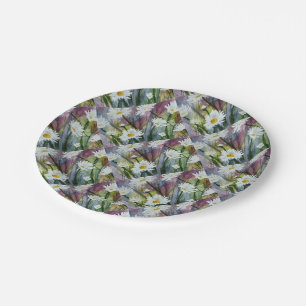 FIELD OF WHITE DAISY FLOWERS PAPER PLATE