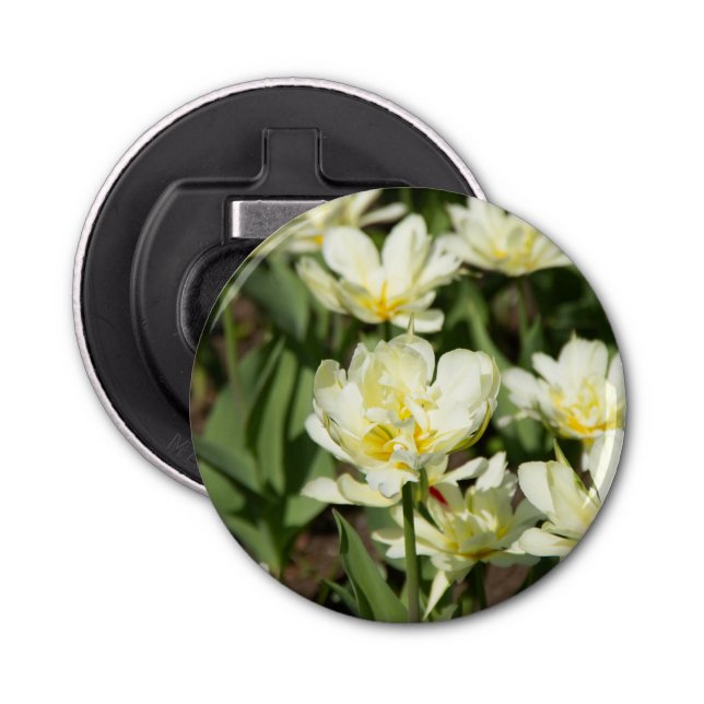 Field of white tulips Photo Bottle Opener (Front)