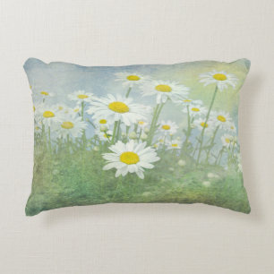 field of wild daisies decorative cushion