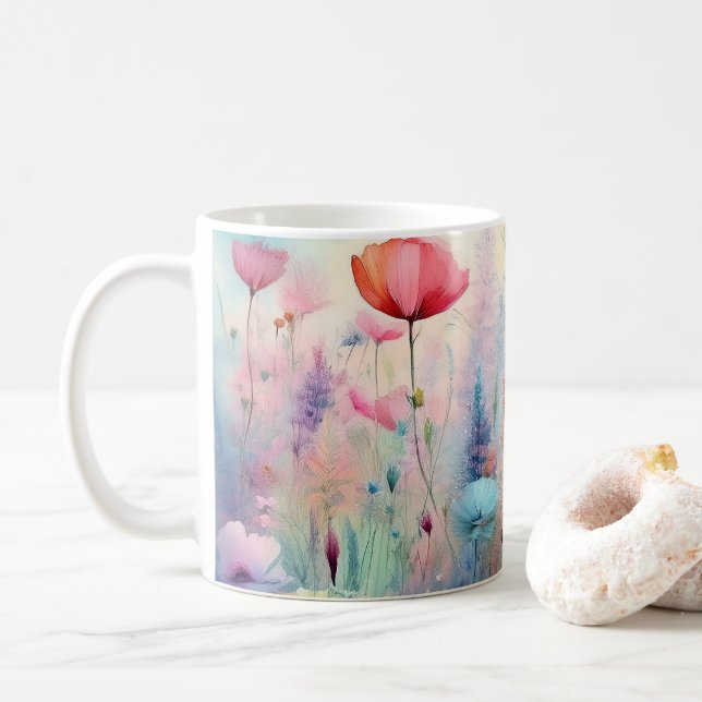  Field of wild flowers  Coffee Mug (With Donut)