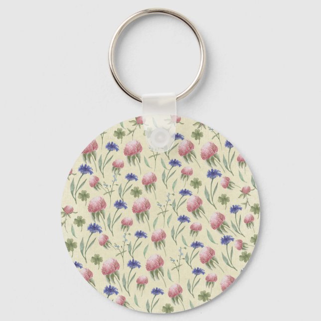 Field of wild flowers key ring (Front)