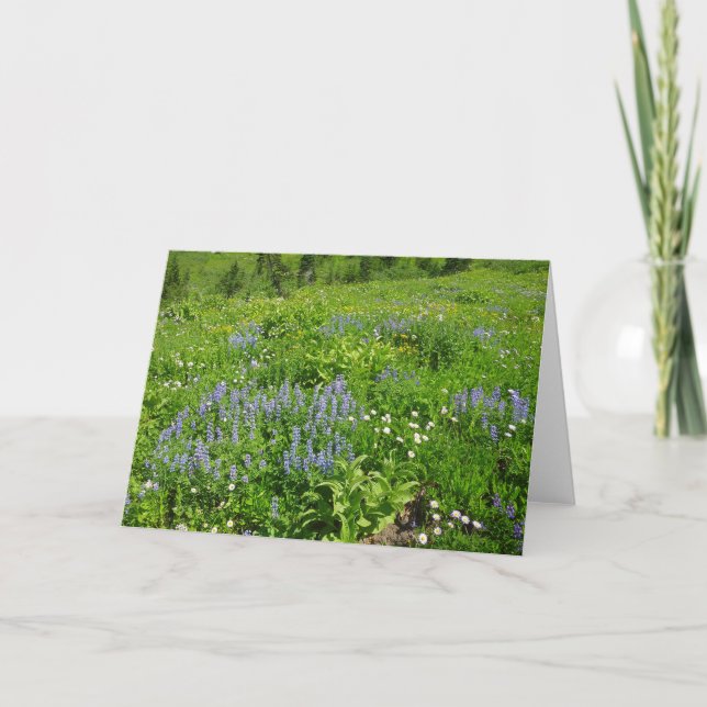 Field of Wildflowers at Mount Rainier Card (Front)