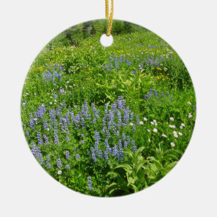 Field of Wildflowers at Mount Rainier Ceramic Ornament