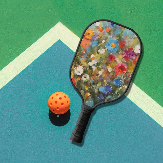 Field of Wildflowers Pickleball Paddle (Click "Personalize this template" to change or remove the custom name on this pretty paddle.)