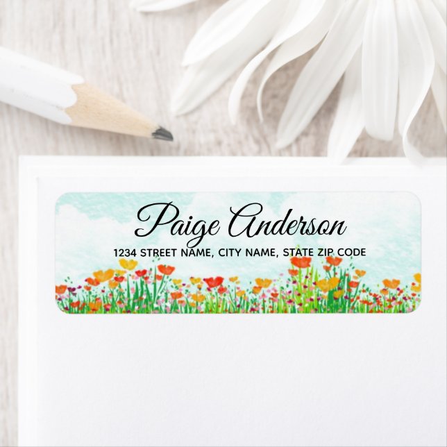 Field of Wildflowers Return Address Label (Insitu)