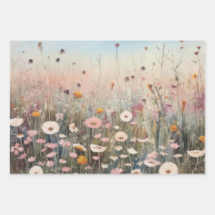 Field of Wildflowers Wrapping Paper Flat Set of 3
