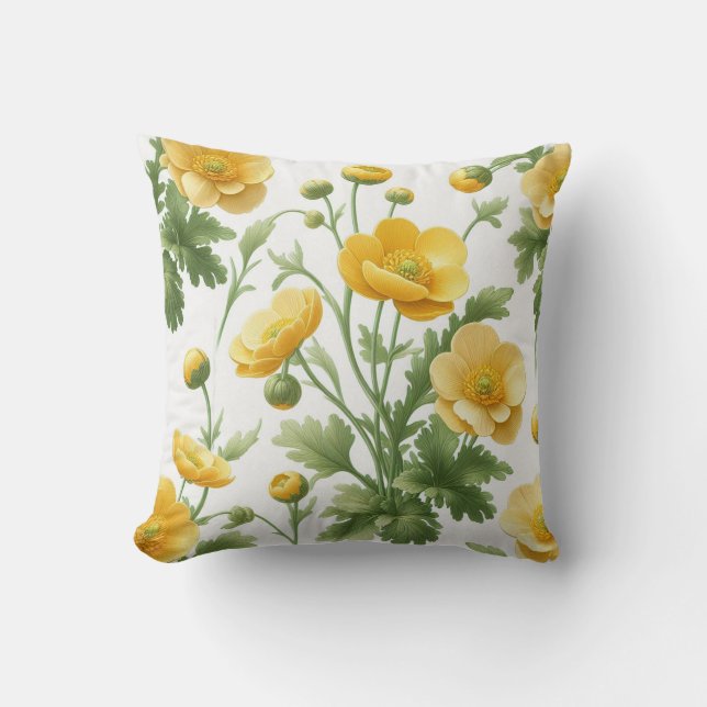 Field of yellow poppies Pillow (Front)