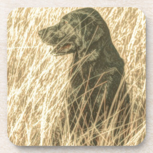Field Outdoorsman Hunting Dog Puppy Black lab Coaster