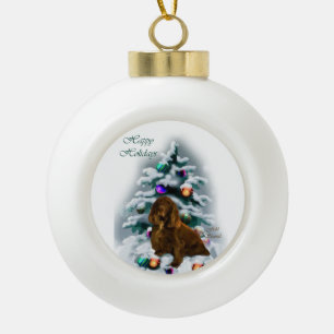 Field Spaniel Christmas Ceramic Ball Christmas Ornament