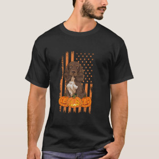 Field Spaniel Dog American Flag Patriotic Hallowee T-Shirt