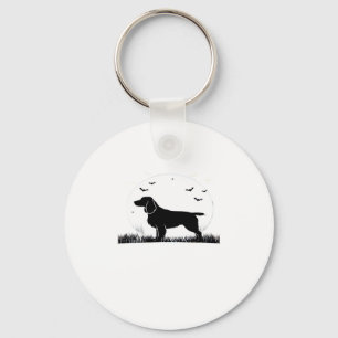 Field Spaniel Dog � Halloween Moon Silhouette Clas Key Ring