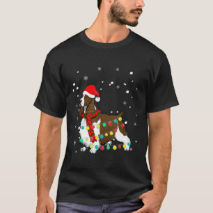 Field Spaniel Dog Santa Hat Christmas Dog Light Tr T-Shirt