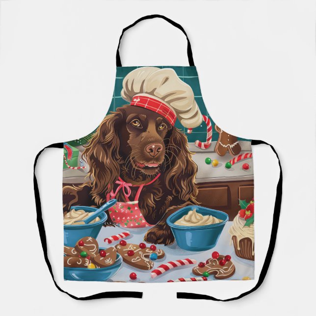 Field Spaniel Holiday Baking: Festive Christmas Apron (Front)