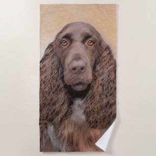 Field Spaniel Painting - Cute Original Dog Art Beach Towel