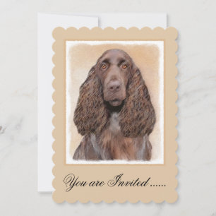 Field Spaniel Painting - Cute Original Dog Art Invitation