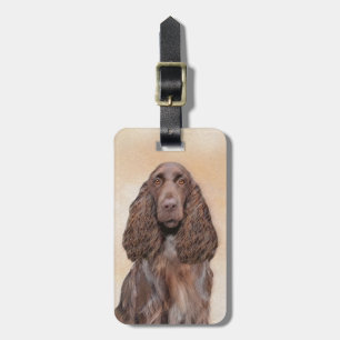 Field Spaniel Painting - Cute Original Dog Art Luggage Tag